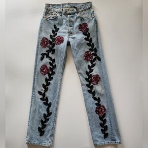 90s y2k Vintage vtg Levis Beaded  Sequined Buzz 18 27w